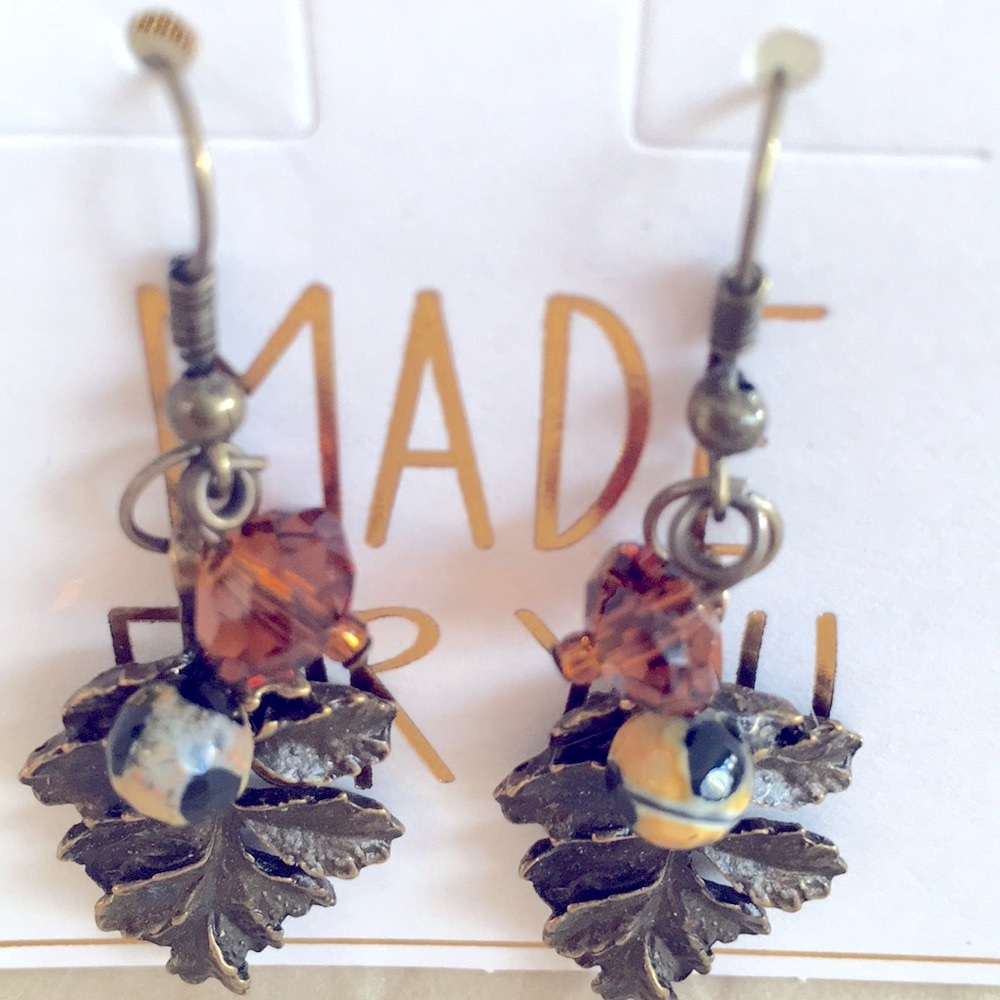 Bronze Agate Amber  Earring. One of a kind! Great gift 🍂 - Picture 3 of 3